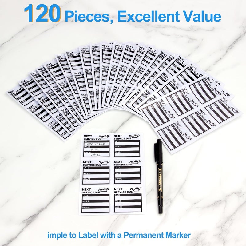 GUEER for Oil Change Sticker Static Cling, Clear Stickers 120 Pcs 2”x 2” Next Service Due Sticker for Windshield, Easy to Peel with No Residue for Car Auto Vehicle Window (Black-Grey) - Image 3